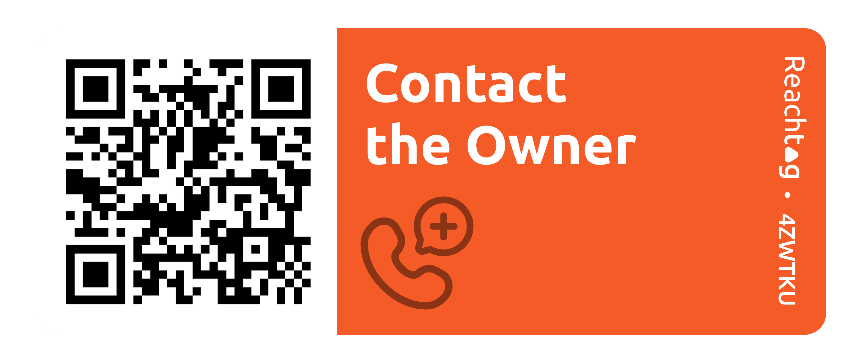 A Reachtag QR sticker that reads Contact the Owner